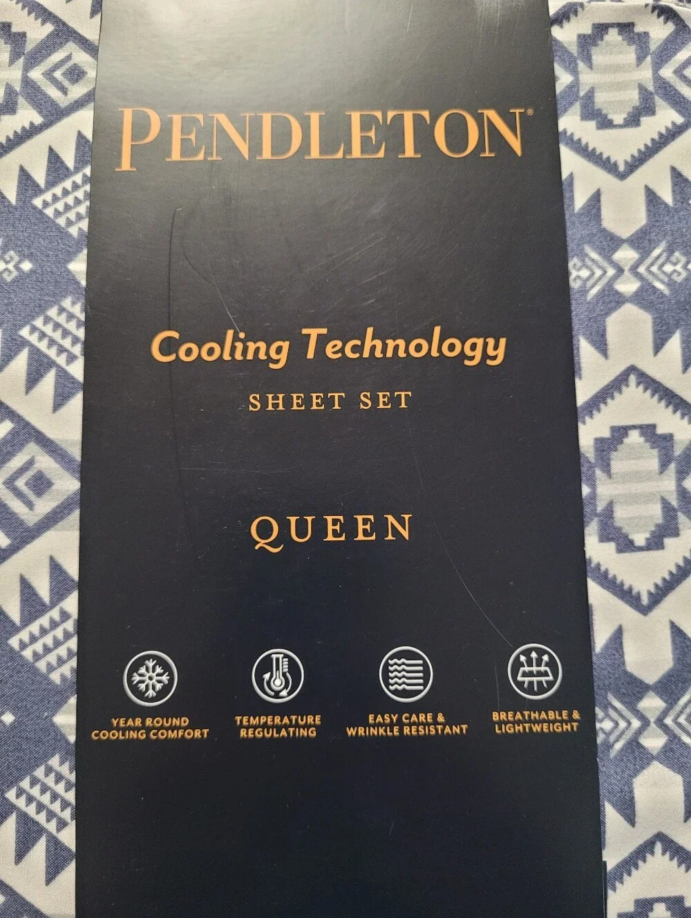 Pendleton Queen Cooling Technology Bedsheet Set Southwestern Aztec Bedroom Blue